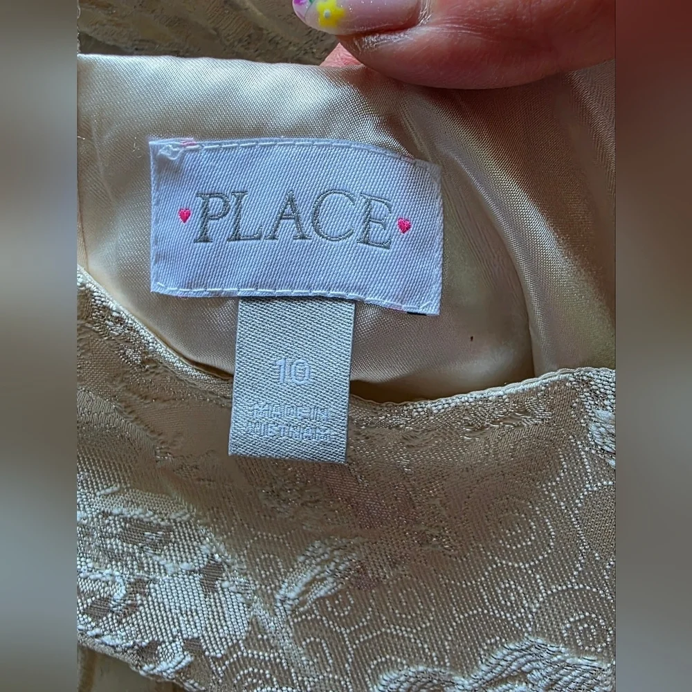 Girls Size 10 Childrens Place Ivory/ silver/ gold Floral Special Occasion Dress